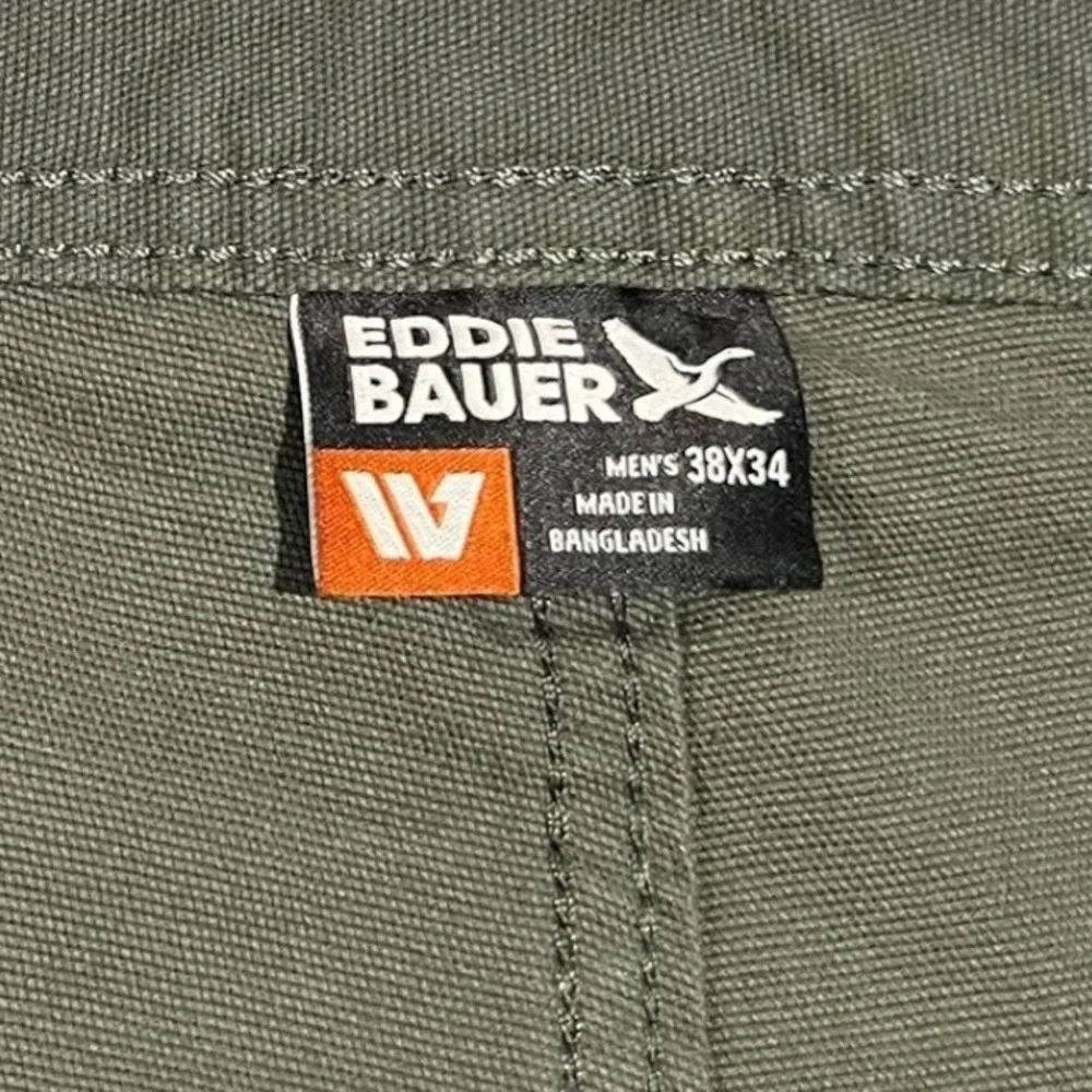 NWT Eddie Bauer Men's 38x34‎ Green Canvas Utility Workwear Pants Trousers